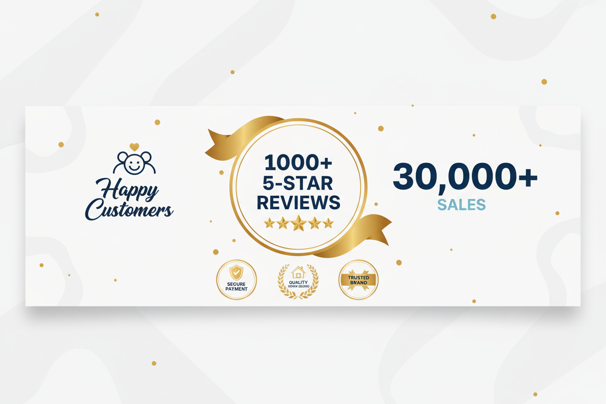 1000+ 5 star reviews with 30k sales and happy customers